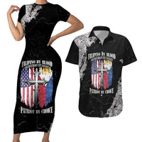 Personalized Philippines And USA Couples Matching Short Sleeve Bodycon Dress and Hawaiian Shirt Grunge Style