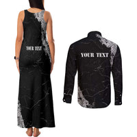 Personalized Philippines And USA Couples Matching Tank Maxi Dress and Long Sleeve Button Shirt Grunge Style