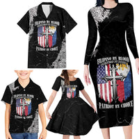 Personalized Philippines And USA Family Matching Long Sleeve Bodycon Dress and Hawaiian Shirt Grunge Style