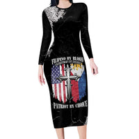 Personalized Philippines And USA Family Matching Long Sleeve Bodycon Dress and Hawaiian Shirt Grunge Style