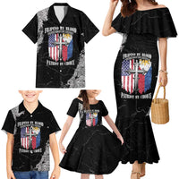 Personalized Philippines And USA Family Matching Mermaid Dress and Hawaiian Shirt Grunge Style