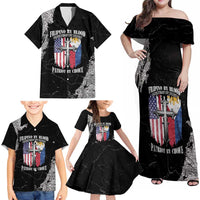 Personalized Philippines And USA Family Matching Off Shoulder Maxi Dress and Hawaiian Shirt Grunge Style