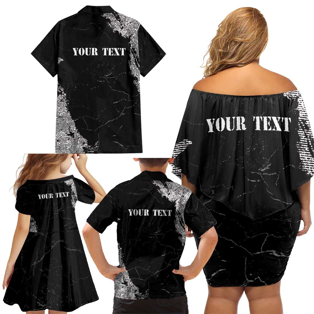 Personalized Philippines And USA Family Matching Off Shoulder Short Dress and Hawaiian Shirt Grunge Style