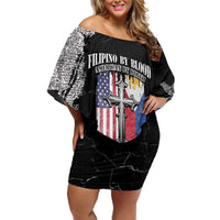 Personalized Philippines And USA Family Matching Off Shoulder Short Dress and Hawaiian Shirt Grunge Style