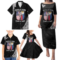 Personalized Philippines And USA Family Matching Puletasi and Hawaiian Shirt Grunge Style