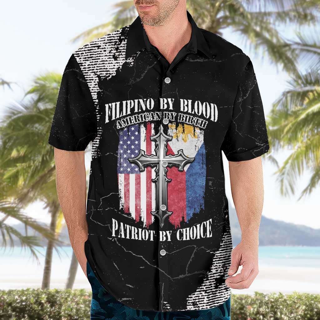 Personalized Philippines And USA Hawaiian Shirt Grunge Style