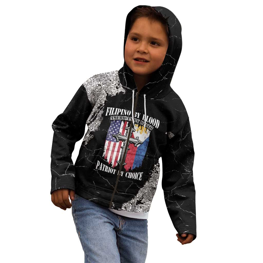 Personalized Philippines And USA Kid Hoodie Grunge Style