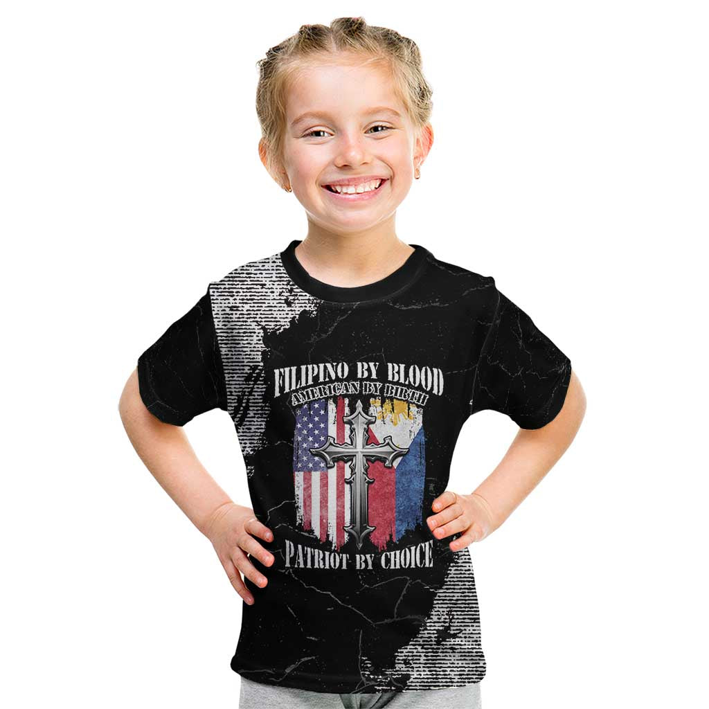 Personalized Philippines And USA Kid T Shirt Grunge Style