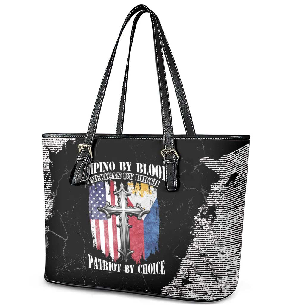 Philippines And USA Leather Tote Bag Grunge Style