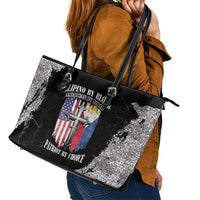 Philippines And USA Leather Tote Bag Grunge Style
