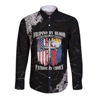 Personalized Philippines And USA Long Sleeve Button Shirt Grunge Style