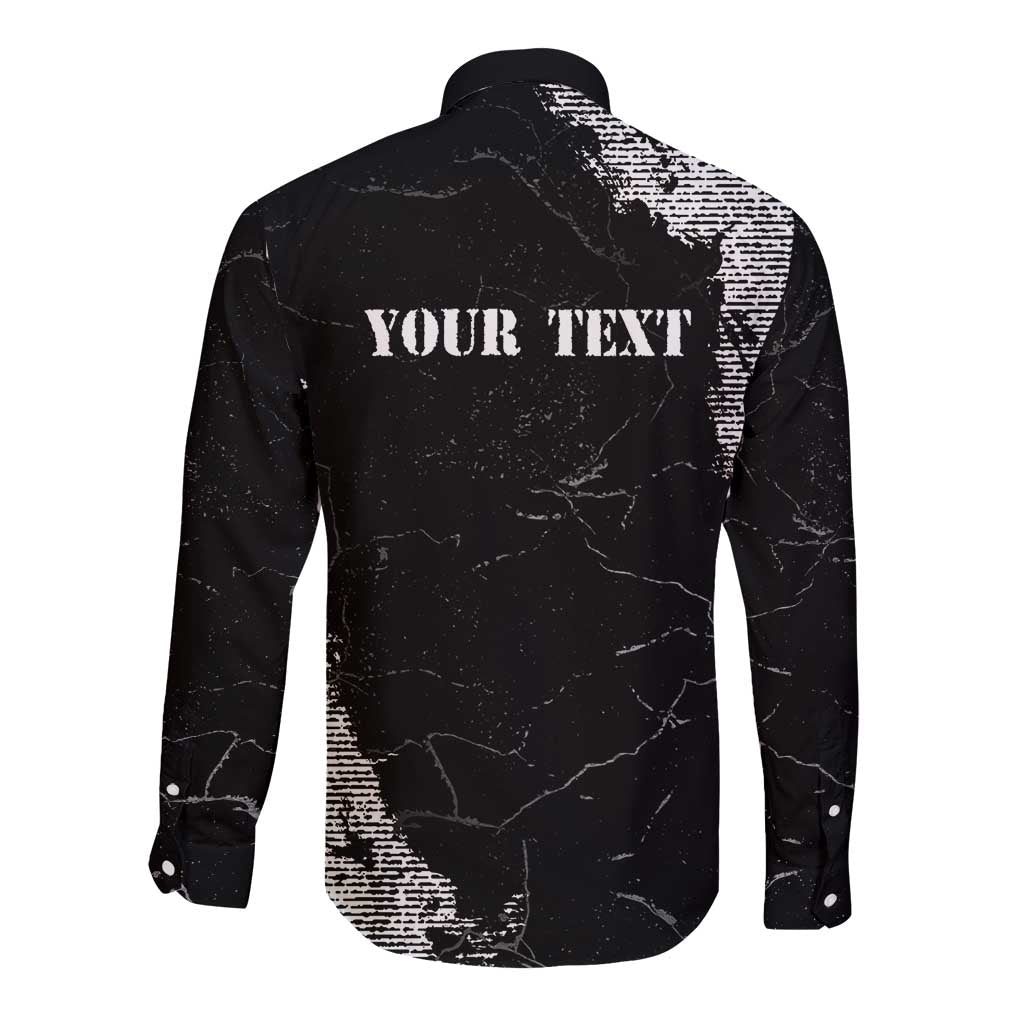 Personalized Philippines And USA Long Sleeve Button Shirt Grunge Style