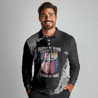 Personalized Philippines And USA Long Sleeve Polo Shirt Grunge Style