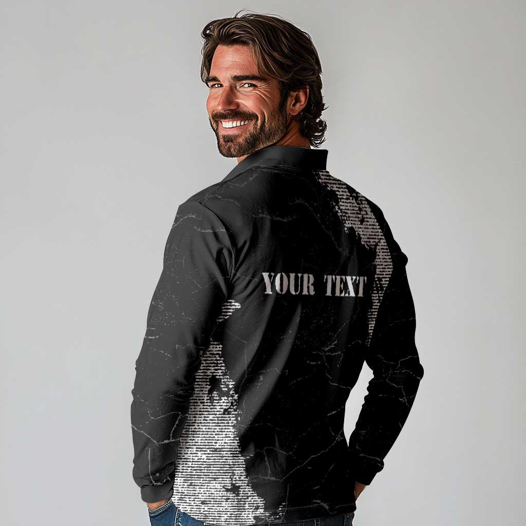 Personalized Philippines And USA Long Sleeve Polo Shirt Grunge Style