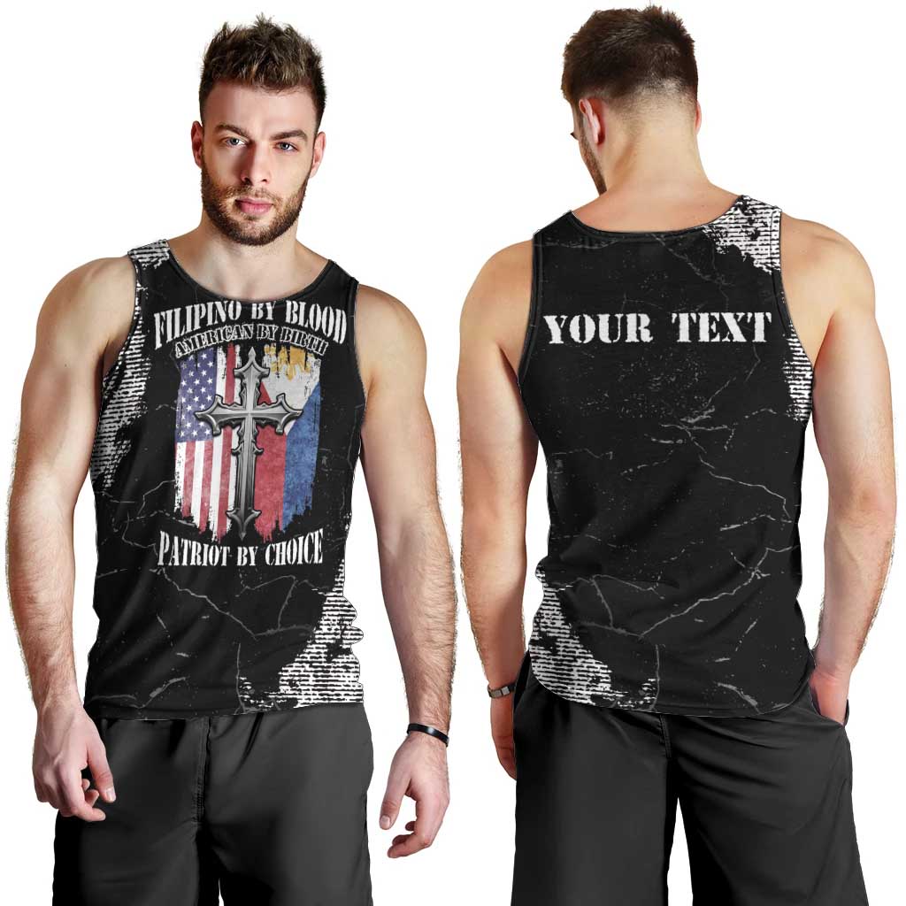 Personalized Philippines And USA Men Tank Top Grunge Style