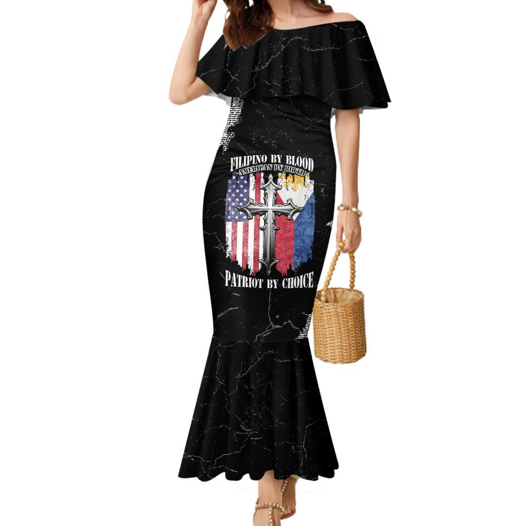 Personalized Philippines And USA Mermaid Dress Grunge Style