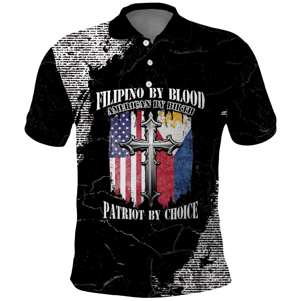 Personalized Philippines And USA Polo Shirt Grunge Style