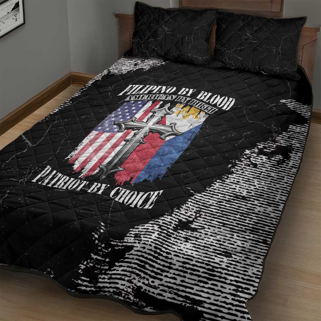 Philippines And USA Quilt Bed Set Grunge Style LT05 - Wonder Print Shop