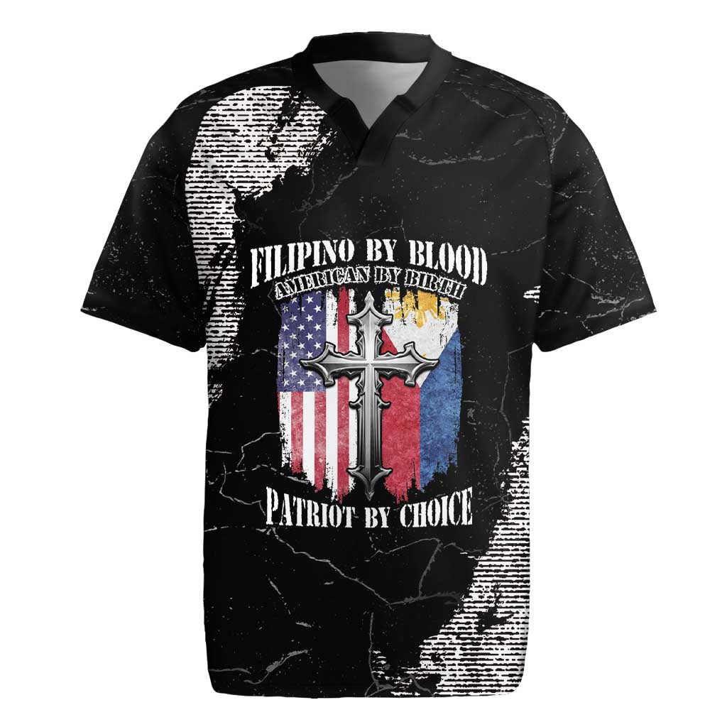 Personalized Philippines And USA Rugby Jersey Grunge Style LT05 - Wonder Print Shop