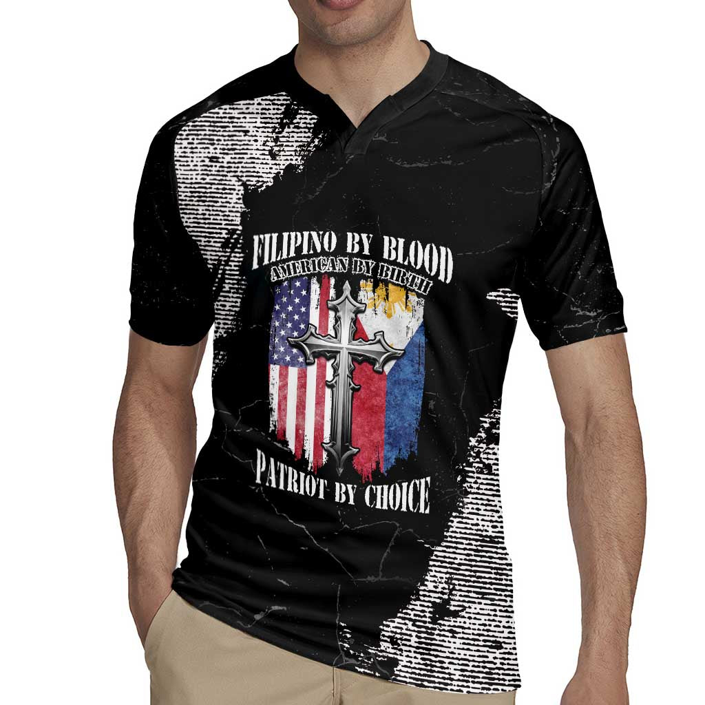 Personalized Philippines And USA Rugby Jersey Grunge Style LT05 - Wonder Print Shop