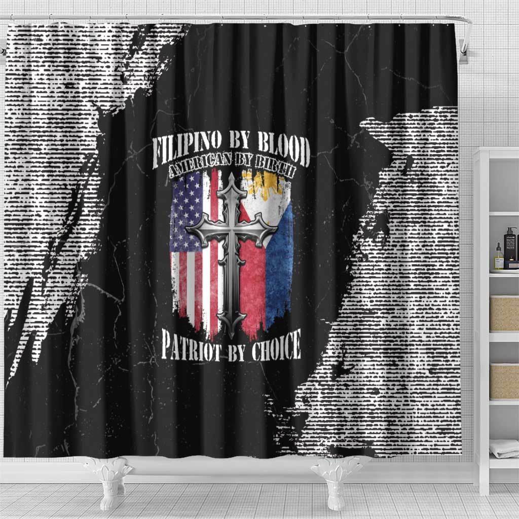 Philippines And USA Shower Curtain Grunge Style LT05 - Wonder Print Shop