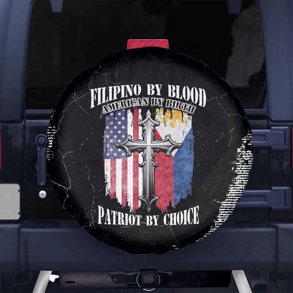 Philippines And USA Spare Tire Cover Grunge Style LT05 - Wonder Print Shop