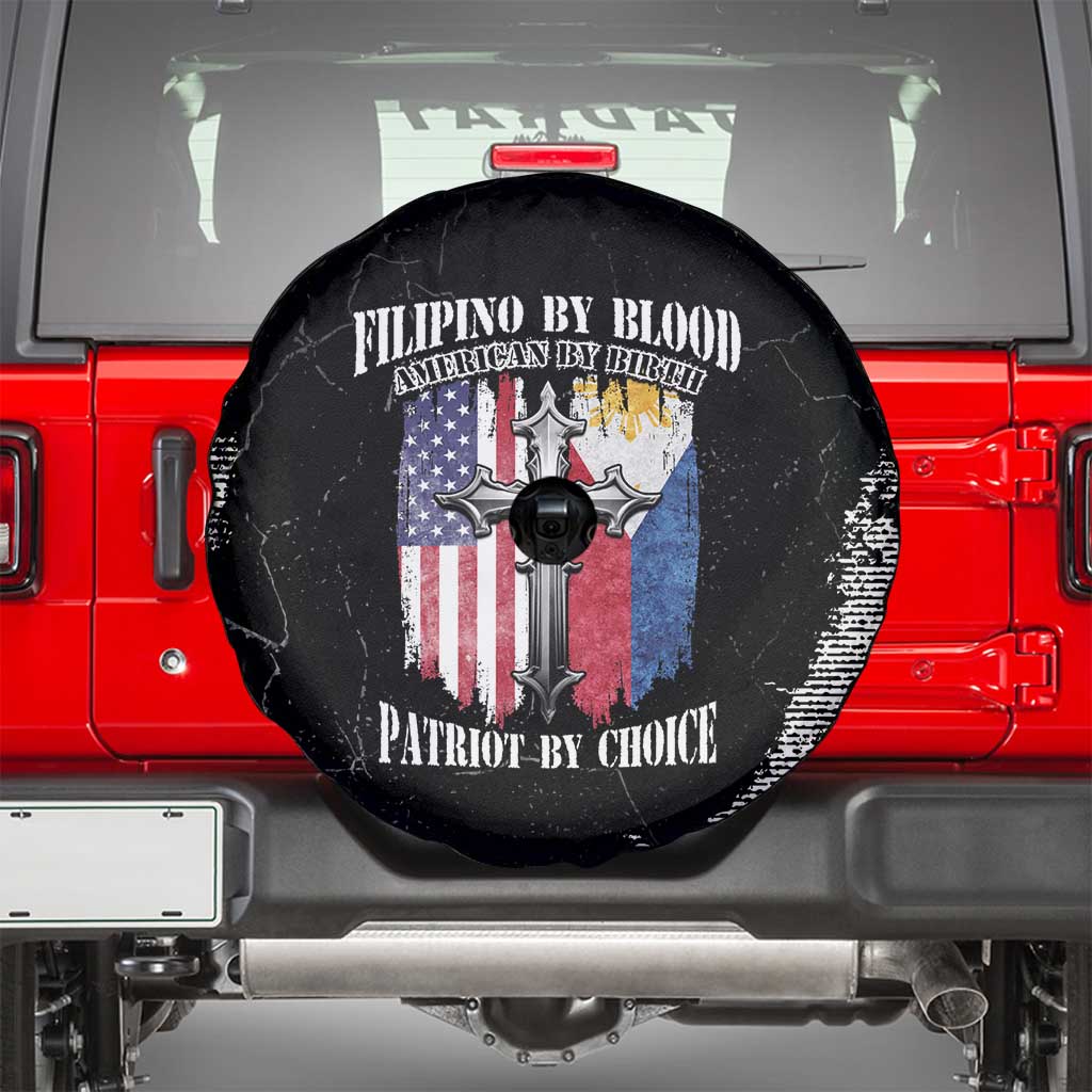 Philippines And USA Spare Tire Cover Grunge Style LT05 - Wonder Print Shop