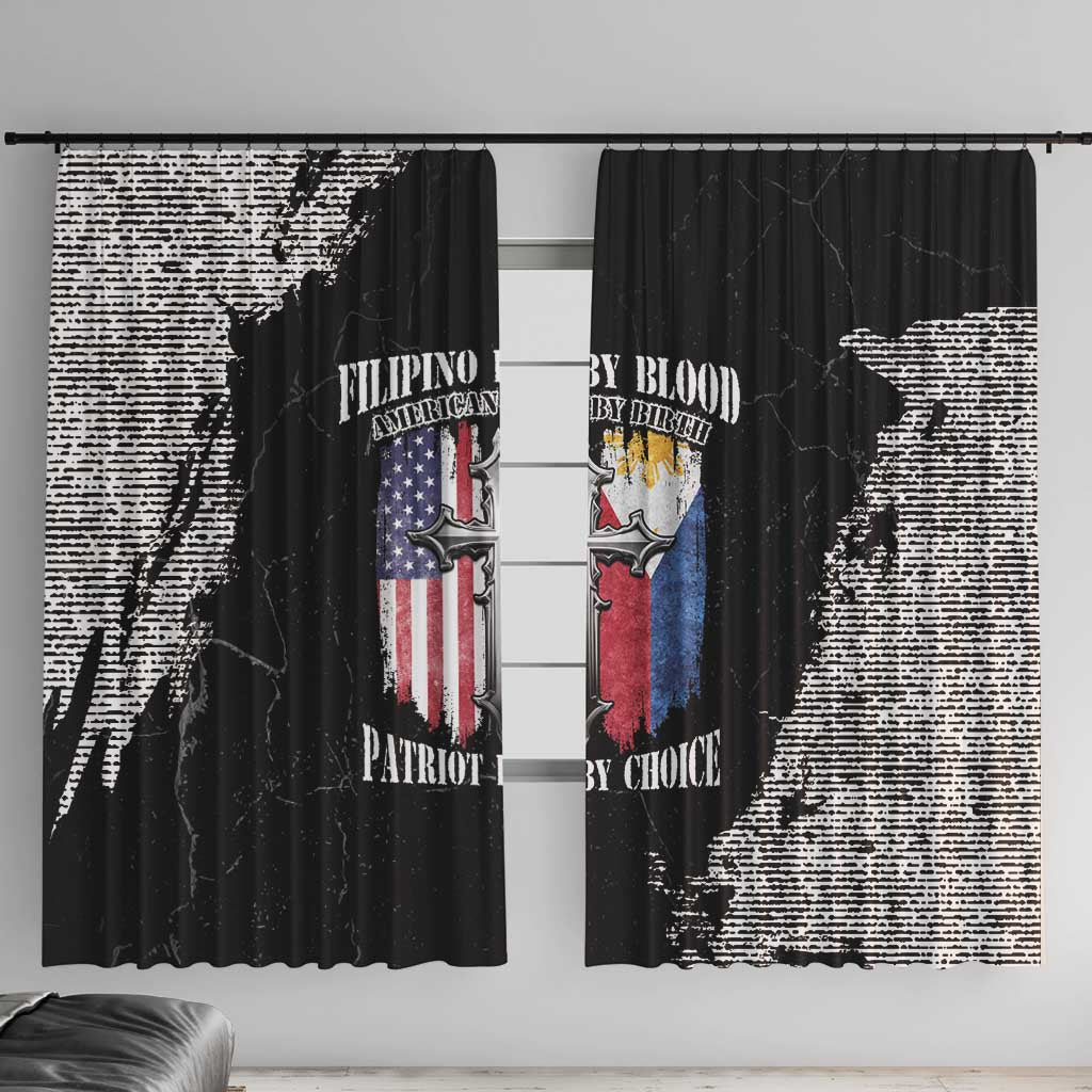 Philippines And USA Window Curtain Grunge Style LT05 - Wonder Print Shop