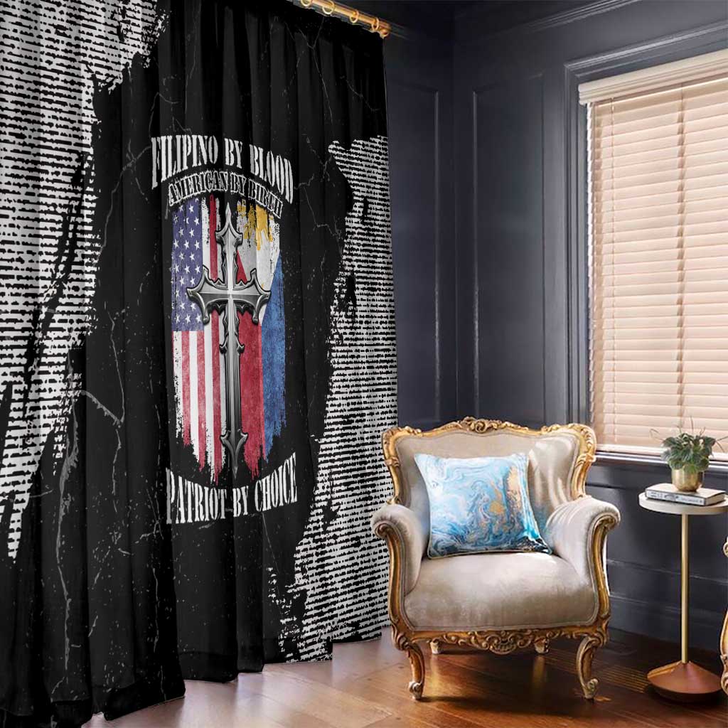 Philippines And USA Window Curtain Grunge Style LT05 - Wonder Print Shop
