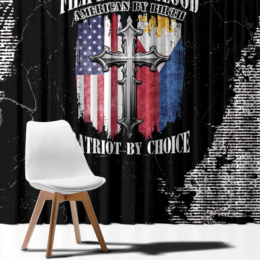 Philippines And USA Window Curtain Grunge Style LT05 - Wonder Print Shop
