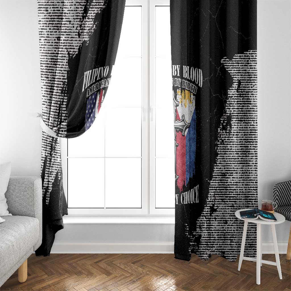 Philippines And USA Window Curtain Grunge Style LT05 - Wonder Print Shop