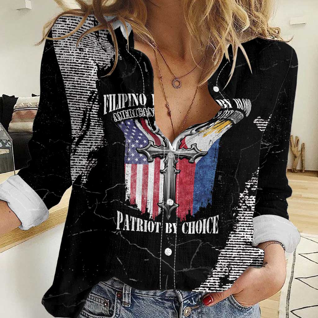 Personalized Philippines And USA Women Casual Shirt Grunge Style LT05 - Wonder Print Shop