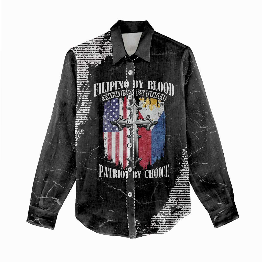 Personalized Philippines And USA Women Casual Shirt Grunge Style LT05 - Wonder Print Shop