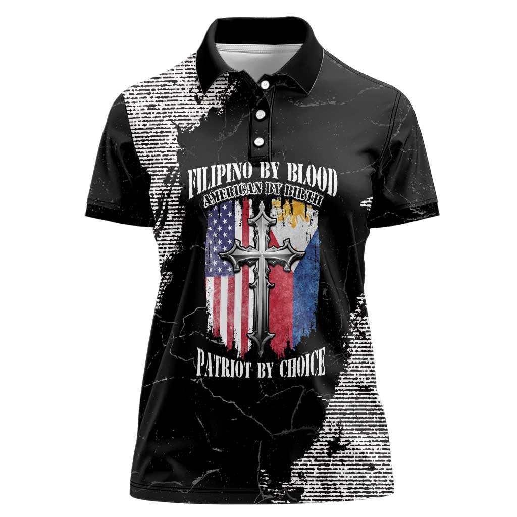 Personalized Philippines And USA Women Polo Shirt Grunge Style LT05 - Wonder Print Shop