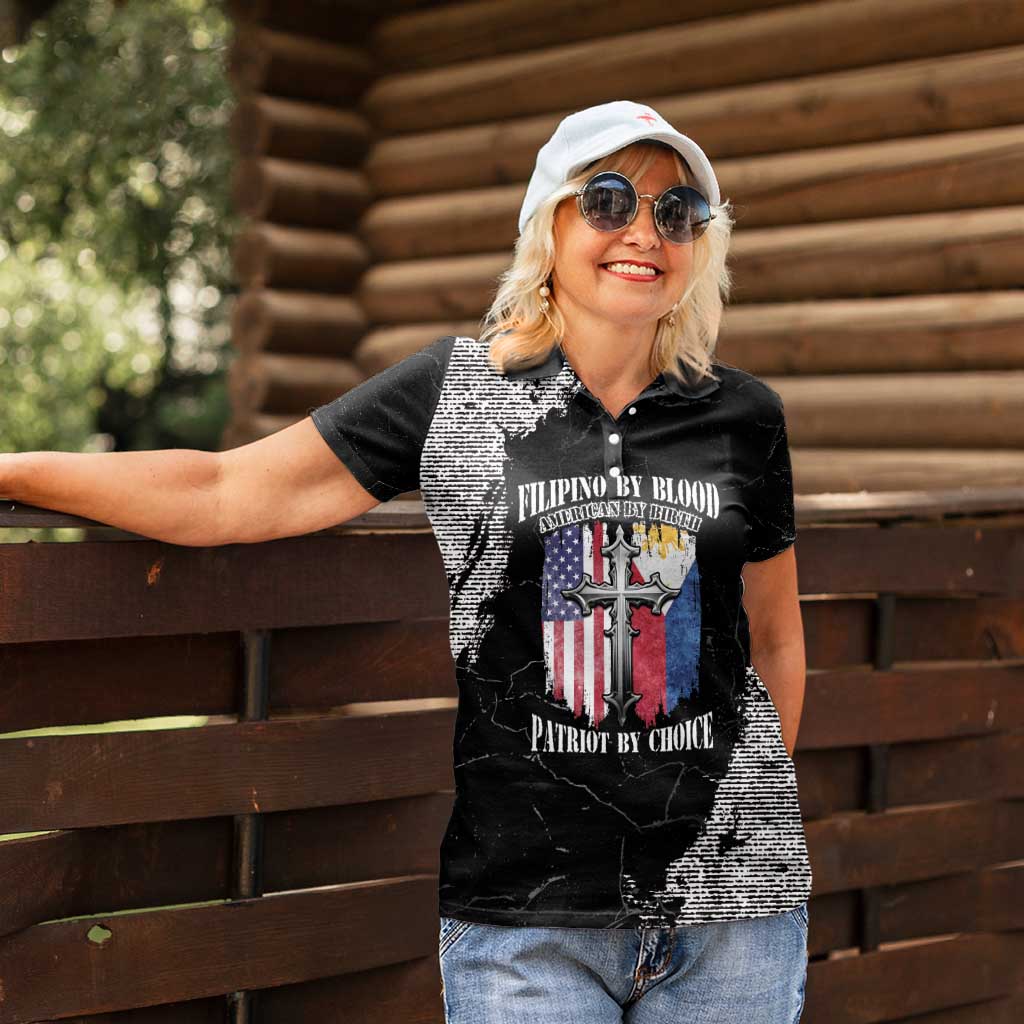 Personalized Philippines And USA Women Polo Shirt Grunge Style LT05 - Wonder Print Shop