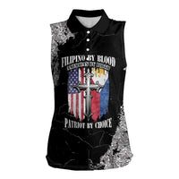 Personalized Philippines And USA Women Sleeveless Polo Shirt Grunge Style LT05 - Wonder Print Shop