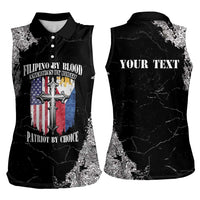 Personalized Philippines And USA Women Sleeveless Polo Shirt Grunge Style LT05 - Wonder Print Shop