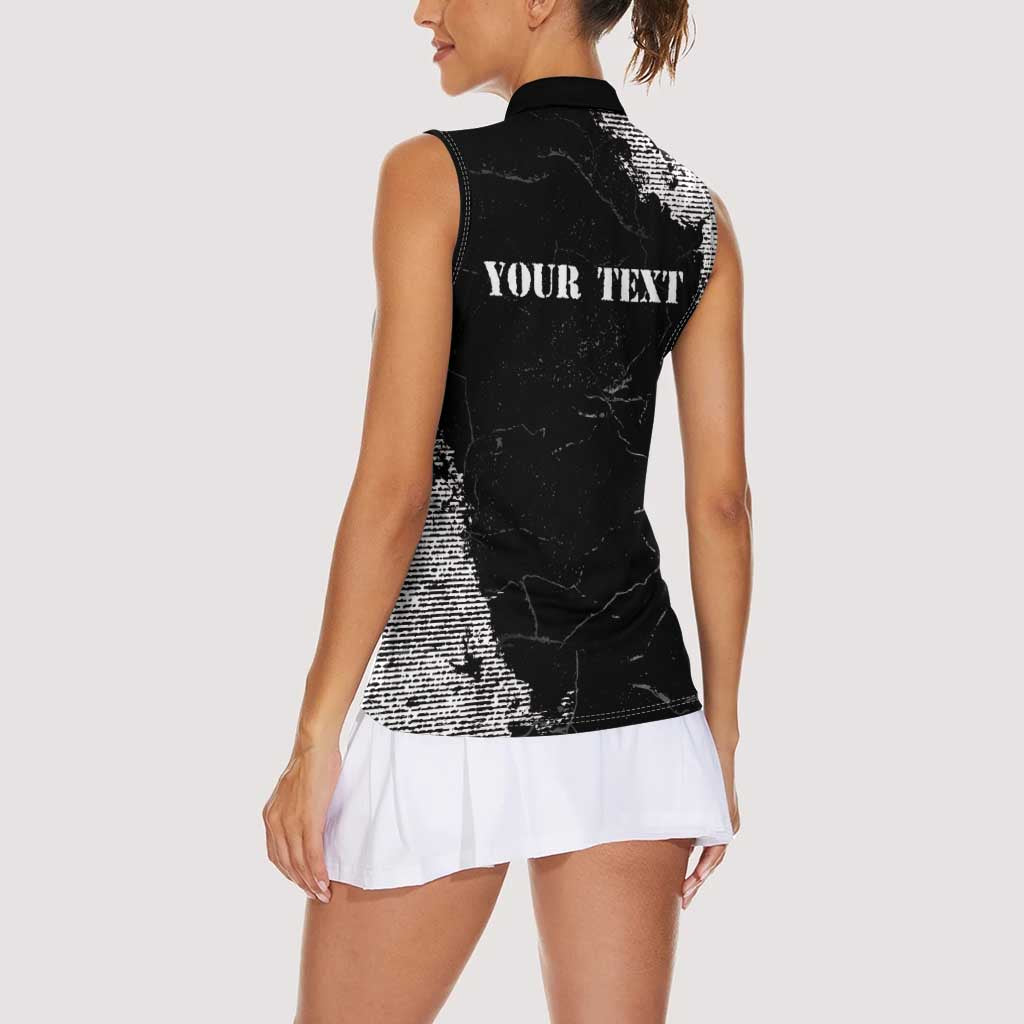 Personalized Philippines And USA Women Sleeveless Polo Shirt Grunge Style LT05 - Wonder Print Shop