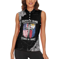 Personalized Philippines And USA Women Sleeveless Polo Shirt Grunge Style LT05 - Wonder Print Shop
