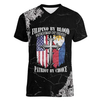 Personalized Philippines And USA Women V-Neck T-Shirt Grunge Style LT05 - Wonder Print Shop