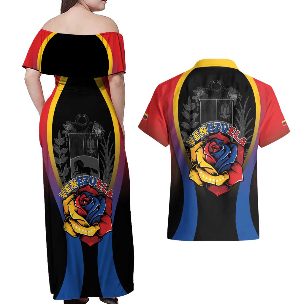 Venezuela Libre Couples Matching Off Shoulder Maxi Dress and Hawaiian Shirt Freedom And National Pride - Wonder Print Shop