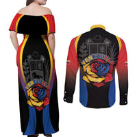 Venezuela Libre Couples Matching Off Shoulder Maxi Dress and Long Sleeve Button Shirt Freedom And National Pride - Wonder Print Shop