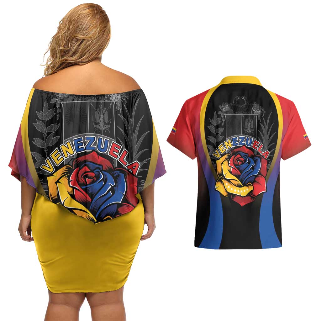 Venezuela Libre Couples Matching Off Shoulder Short Dress and Hawaiian Shirt Freedom And National Pride - Wonder Print Shop