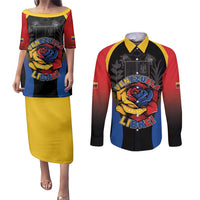Venezuela Libre Couples Matching Puletasi and Long Sleeve Button Shirt Freedom And National Pride - Wonder Print Shop