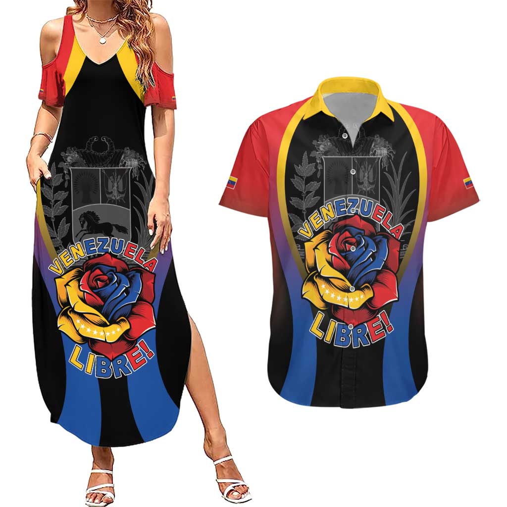 Venezuela Libre Couples Matching Summer Maxi Dress and Hawaiian Shirt Freedom And National Pride - Wonder Print Shop
