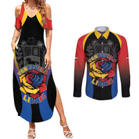 Venezuela Libre Couples Matching Summer Maxi Dress and Long Sleeve Button Shirt Freedom And National Pride - Wonder Print Shop