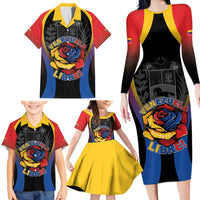 Venezuela Libre Family Matching Long Sleeve Bodycon Dress and Hawaiian Shirt Freedom And National Pride - Wonder Print Shop