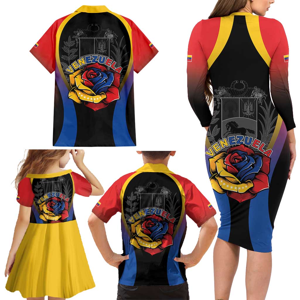 Venezuela Libre Family Matching Long Sleeve Bodycon Dress and Hawaiian Shirt Freedom And National Pride - Wonder Print Shop