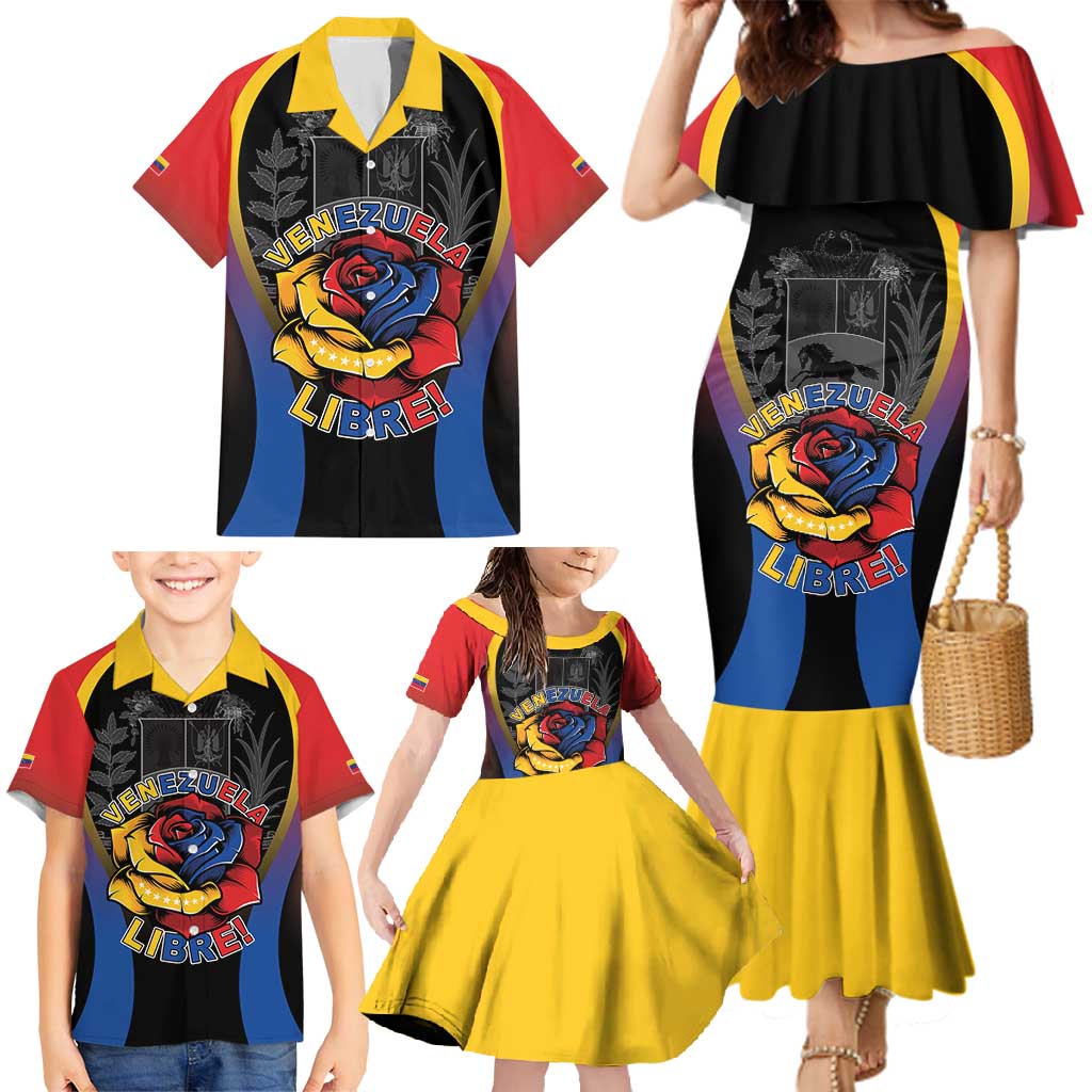 Venezuela Libre Family Matching Mermaid Dress and Hawaiian Shirt Freedom And National Pride - Wonder Print Shop
