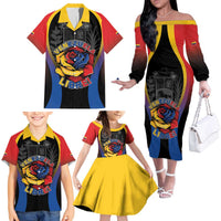 Venezuela Libre Family Matching Off The Shoulder Long Sleeve Dress and Hawaiian Shirt Freedom And National Pride - Wonder Print Shop